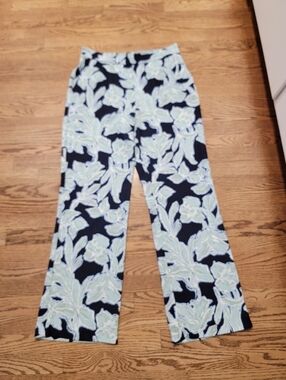 Women's Navy & Light Blue Floral Wide-Leg Pants